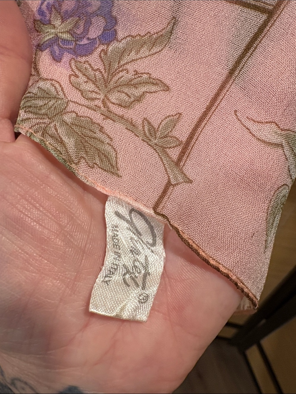 Floral Script Lightweight Scarf - Pink - Picture 3 of 6